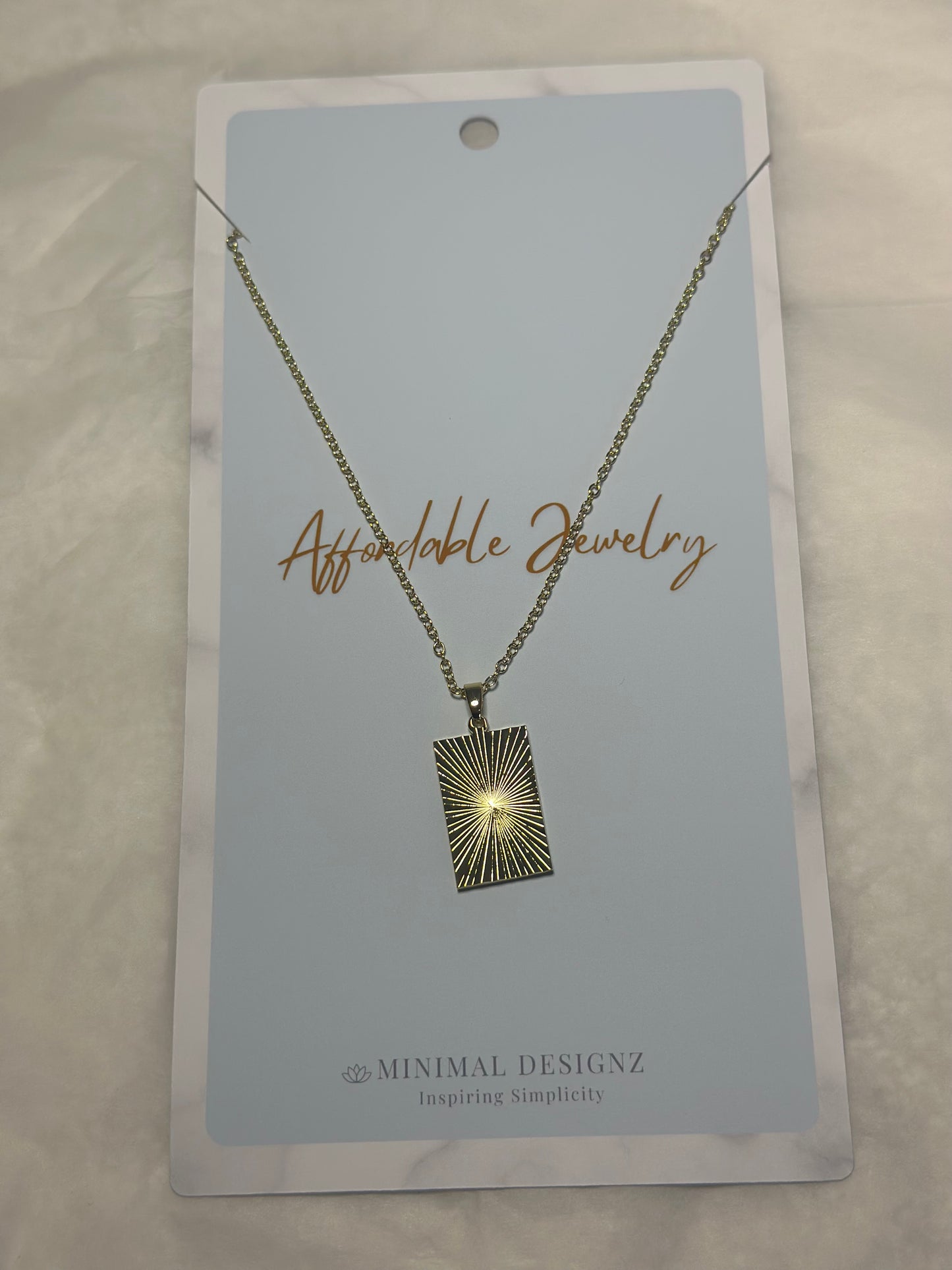 Minimal tag pendant necklace