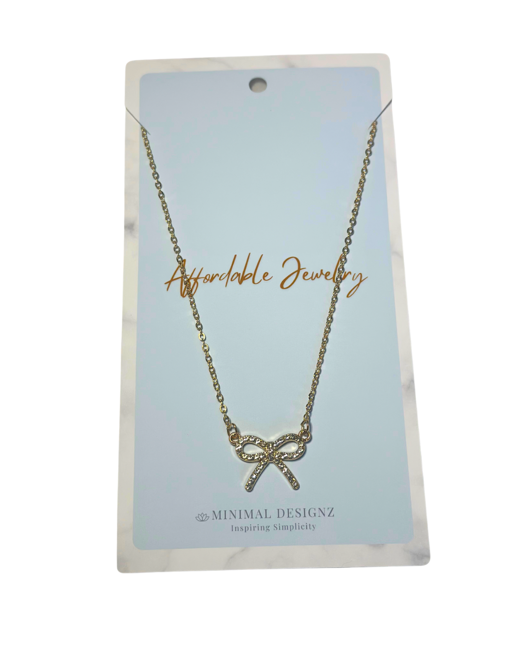 Rhine stone bow necklace