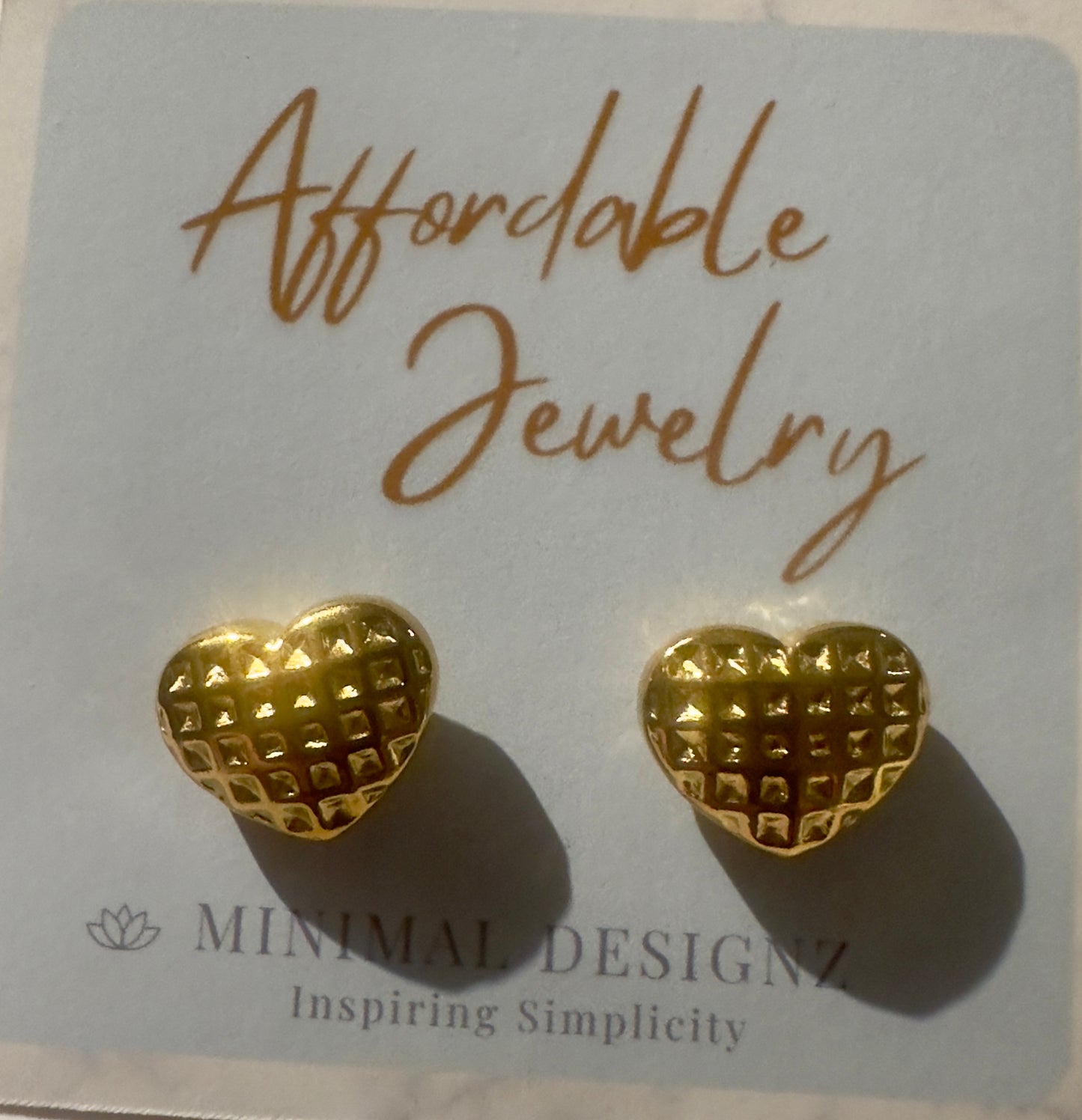 Textured heart stud earrings