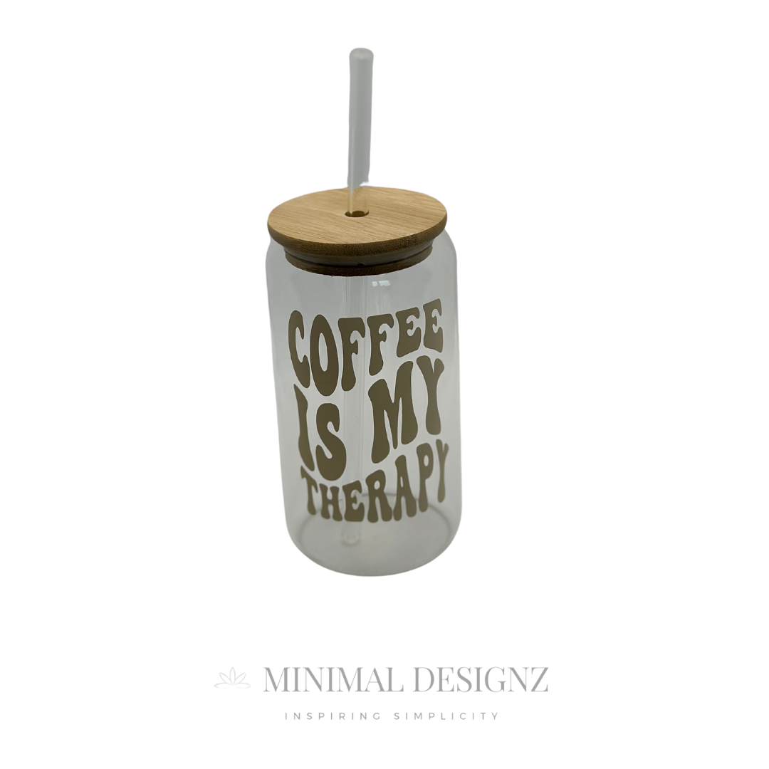 Coffee is my therapy libby glass
