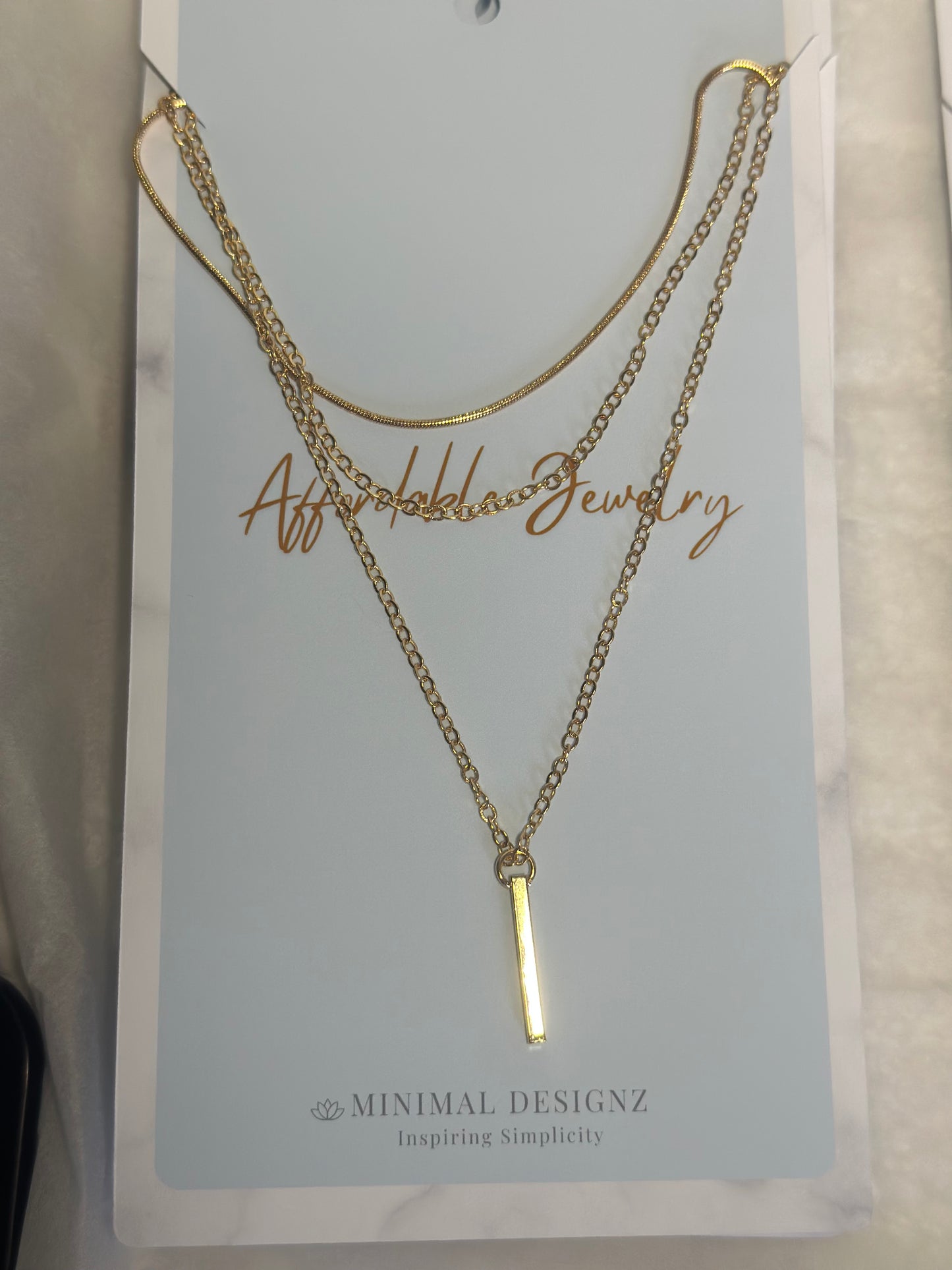 Layered minimal bar necklace