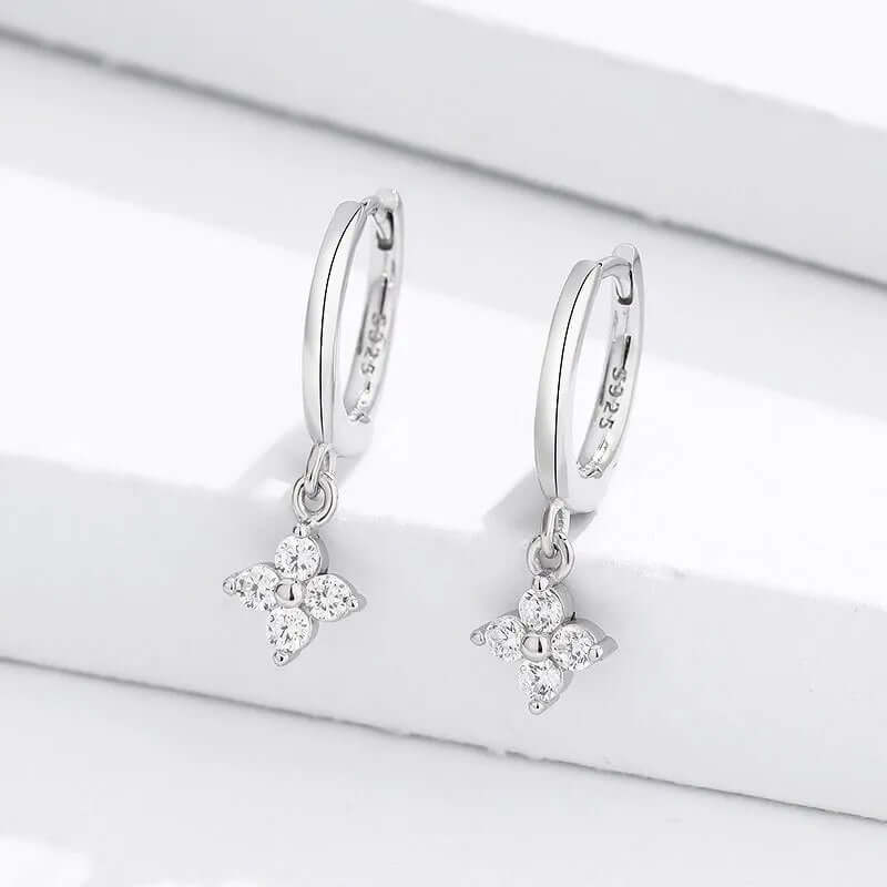 Silver Minimal Pendant hoop earrings