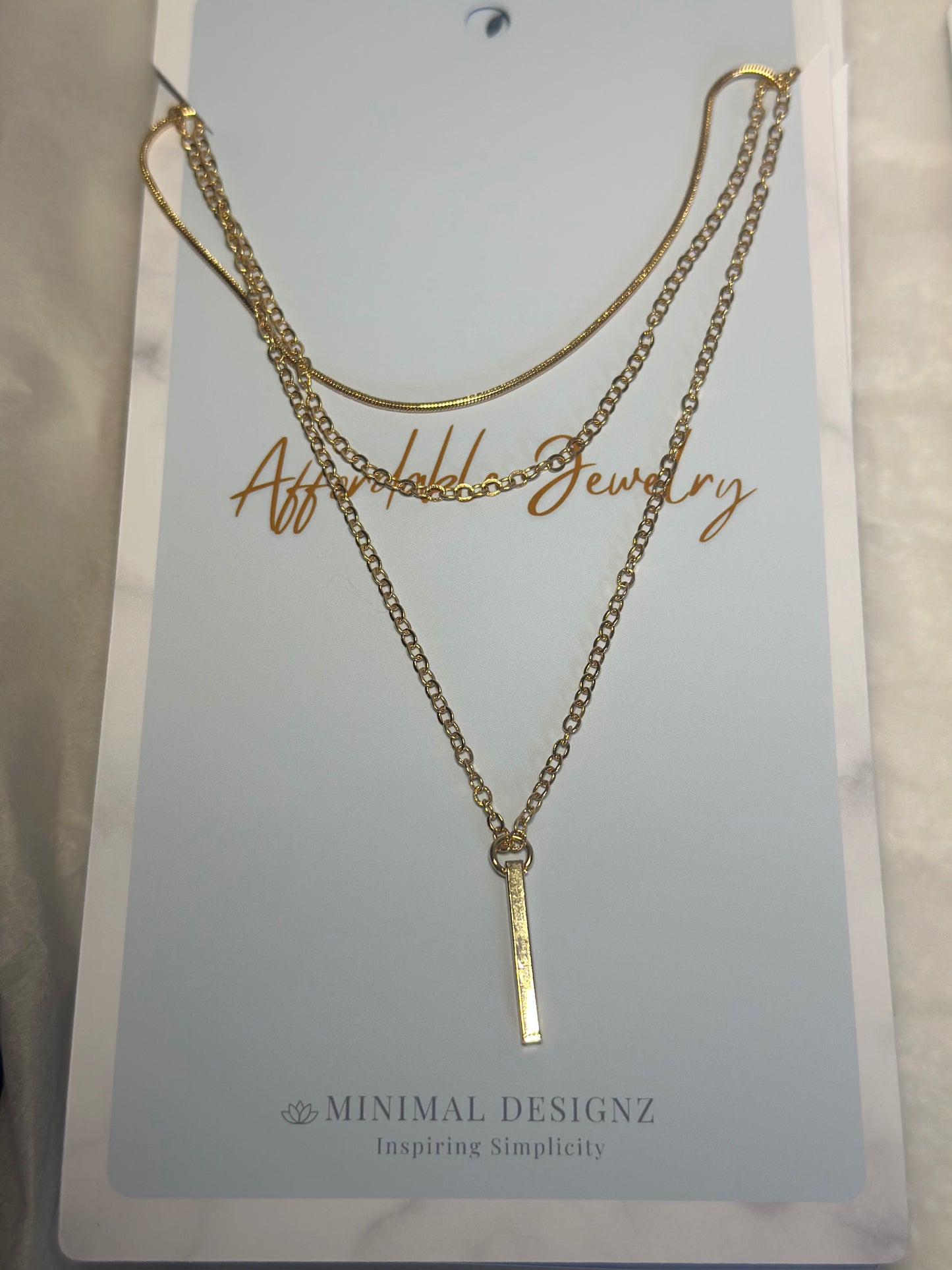 Layered minimal bar necklace