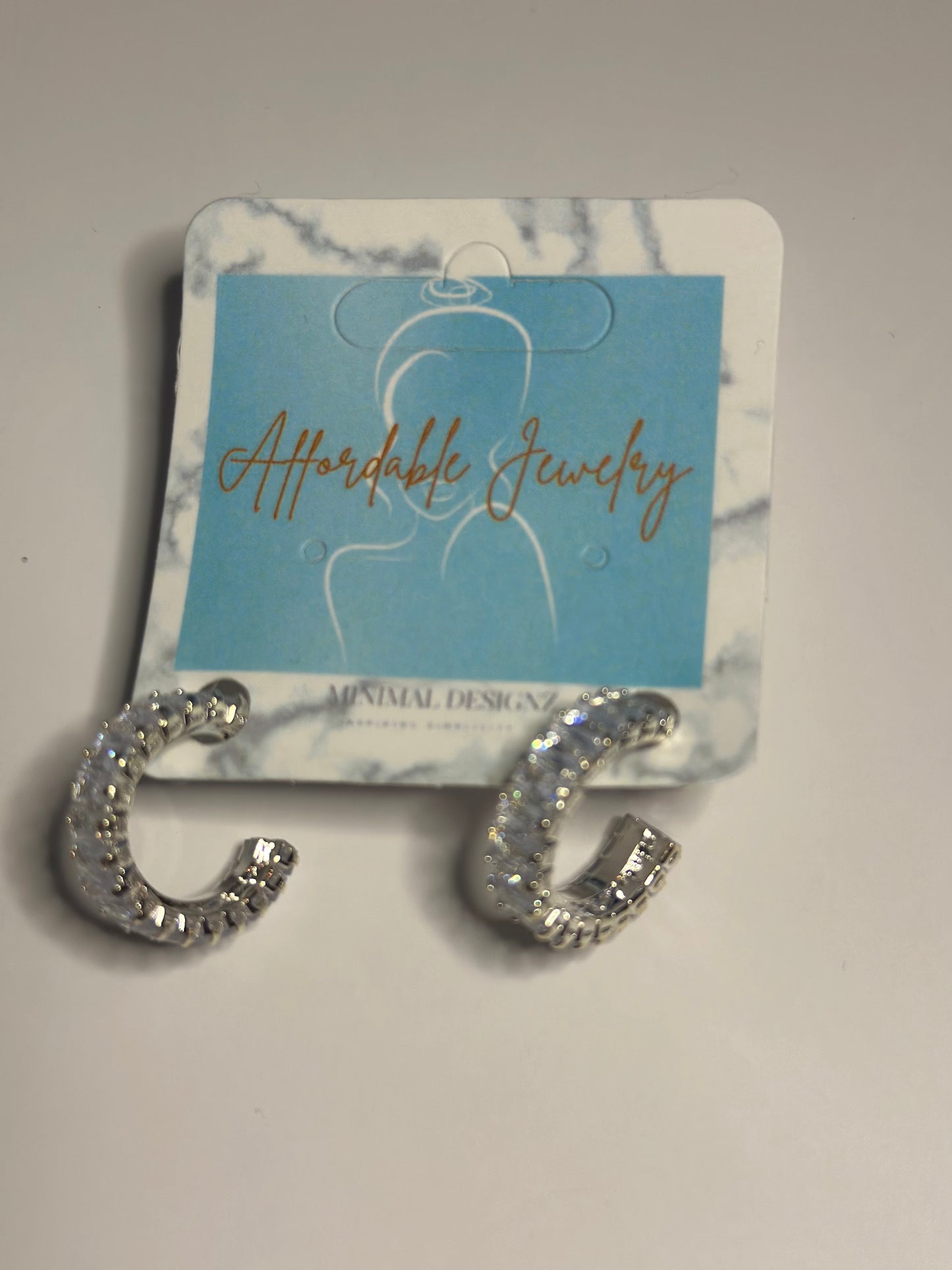 Silver Crystal Huggies Hoops