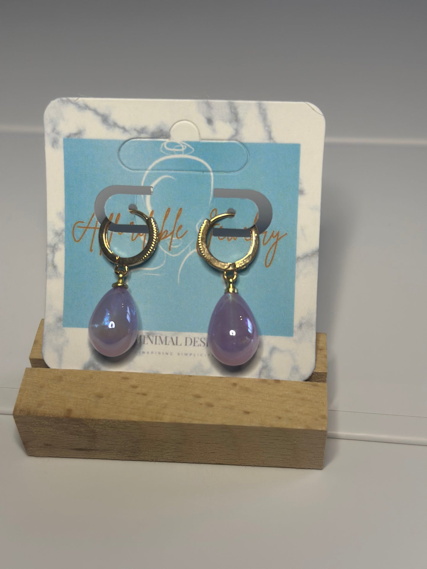 Lavender pearl drop earrings