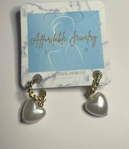 Pearl Heart drop Earrings