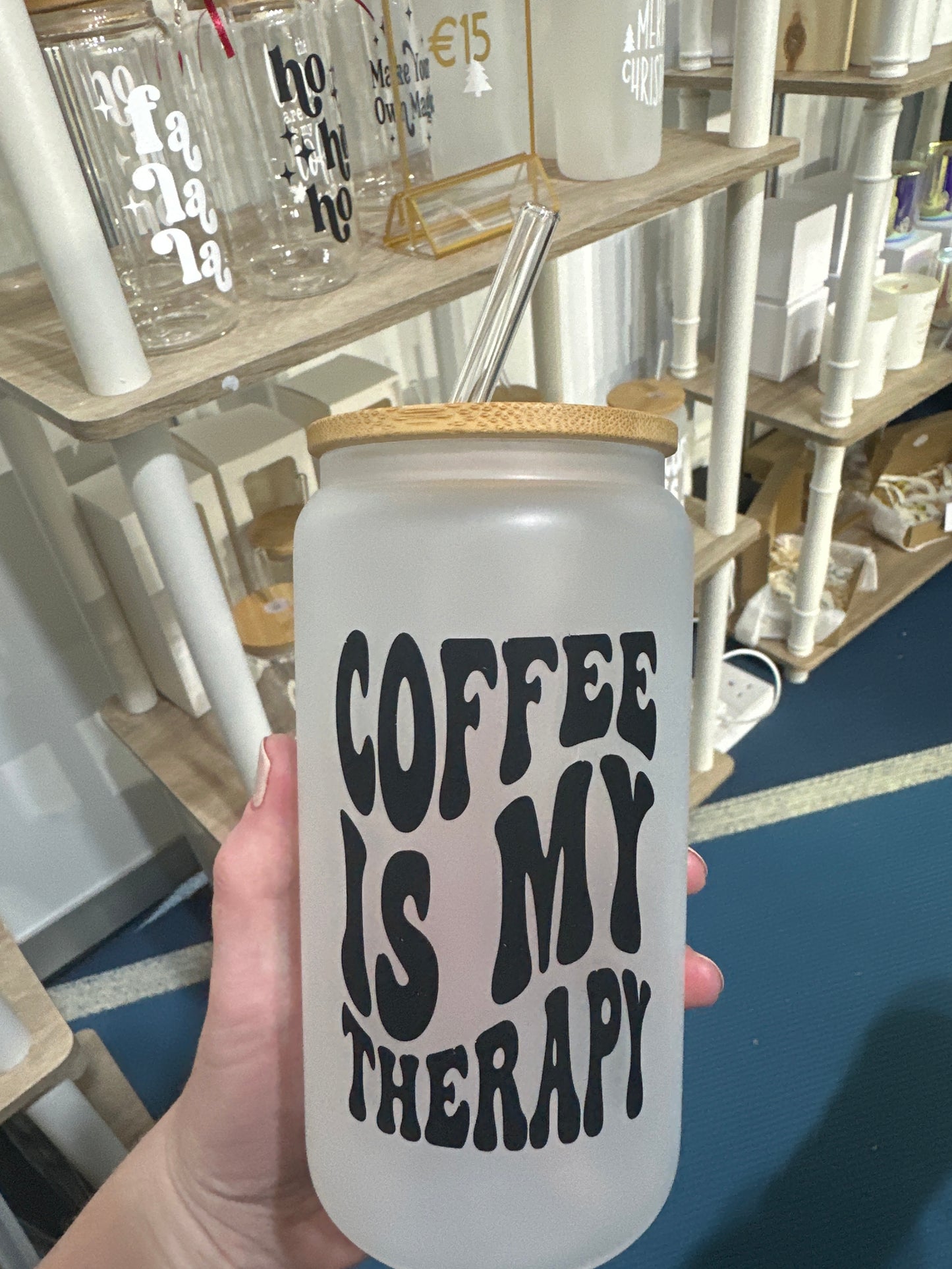 Coffee is my therapy libby glass