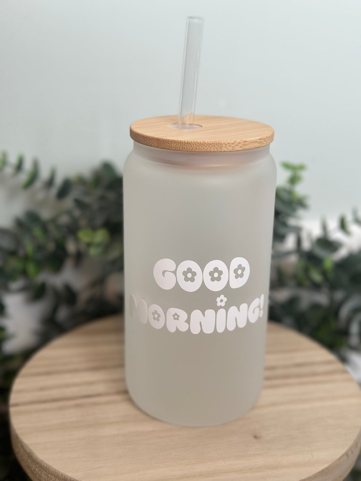 Frosted Good morning Libby glass