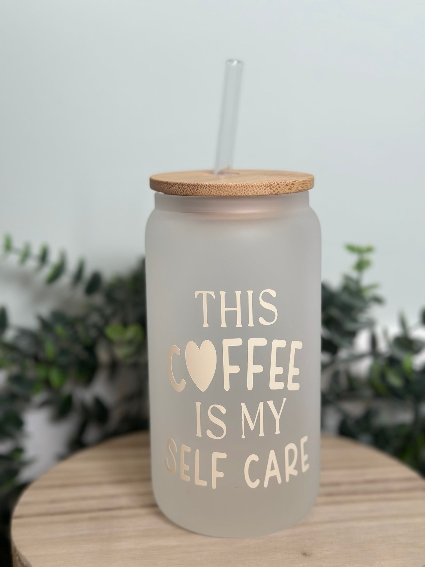 Coffee is my self care Frosted Libby glass