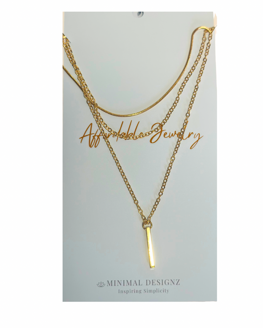 Layered minimal bar necklace