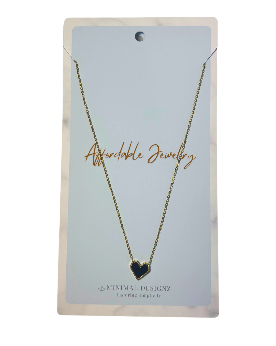 Black heart minimal necklace