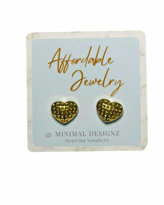 Textured heart stud earrings