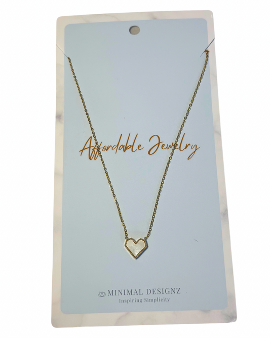 White heart minimal necklace
