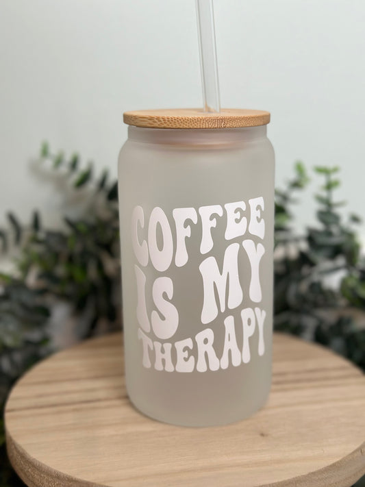 Coffee is my therapy libby glass