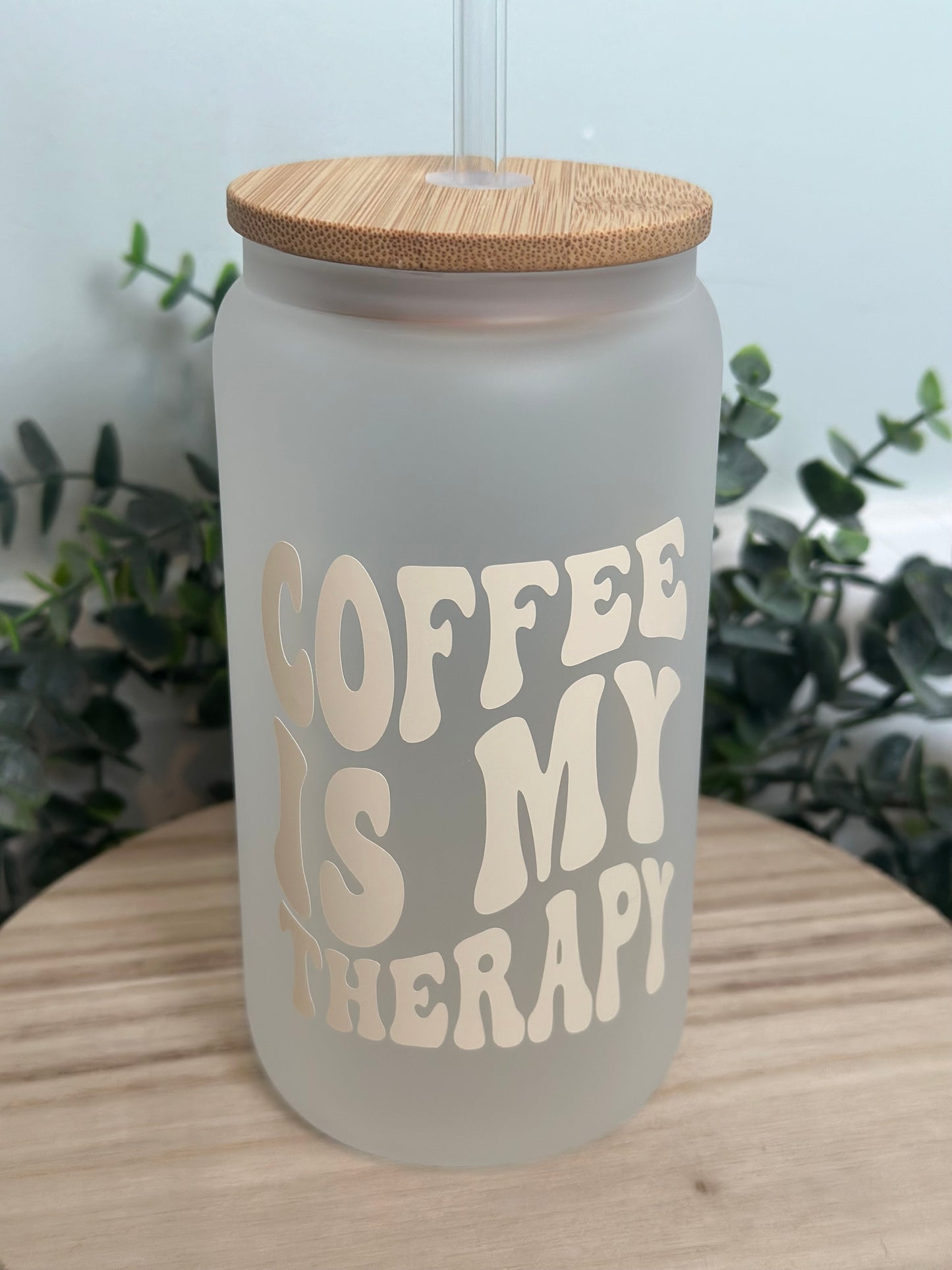 Coffee is my therapy libby glass