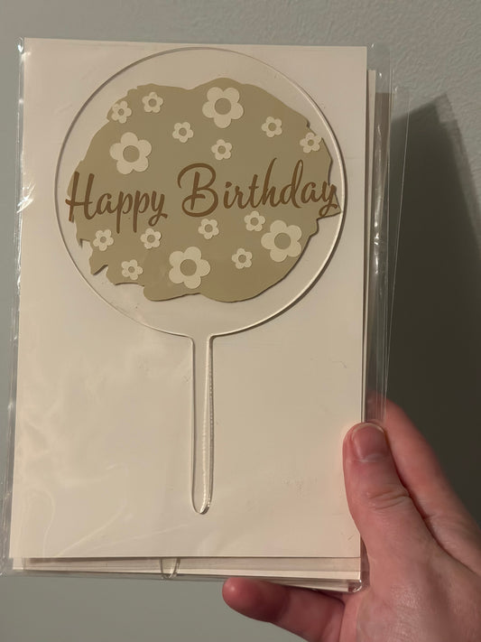 Happy Birthday daisy cake topper