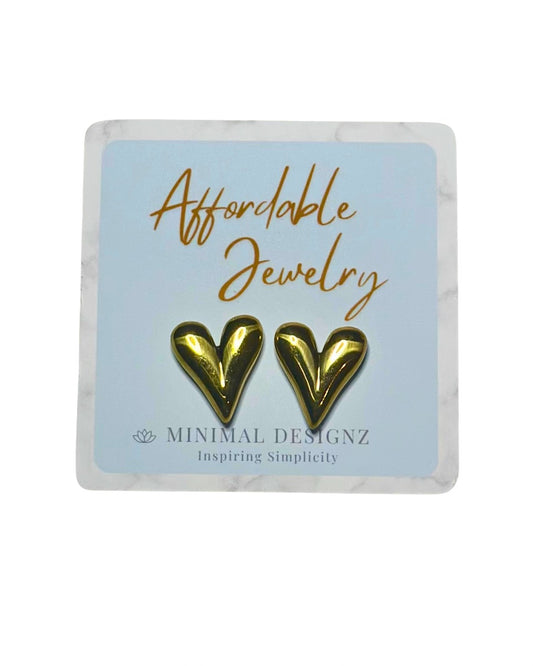 Golden Heart Stud Earrings